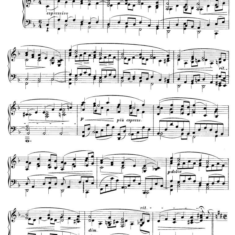 勃拉姆斯 6首钢琴小品op118no.5第五首 五线谱电子版 钢琴谱