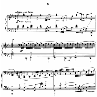 拉赫玛尼诺夫 音画练习曲Op33no.6钢琴谱五线谱乐谱曲谱钢琴曲4页