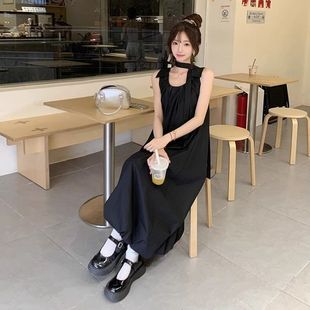 吊带连衣裙女夏季 优质质量蓝色无袖 小个子可爱甜美减龄花苞裙子