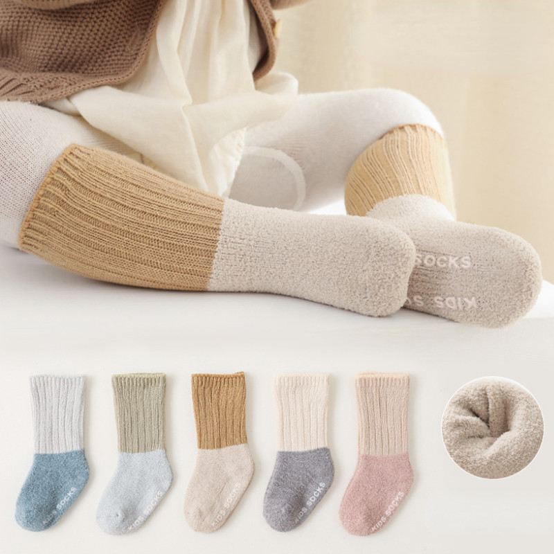 极速winter baby girls boys coral fleece socks macaron color