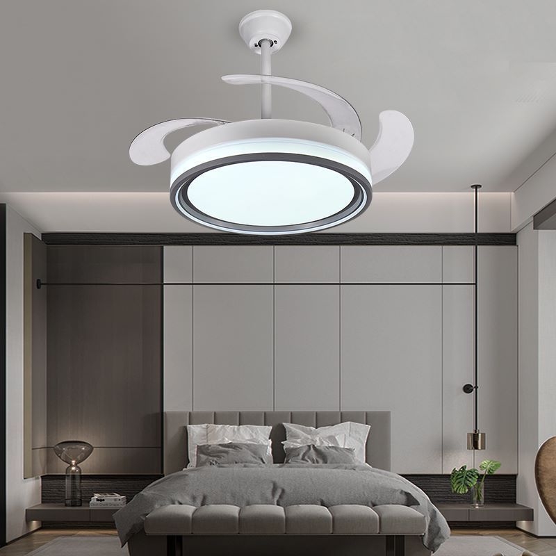 餐厅隐形风扇灯北欧简约卧室吊扇灯静音变频客厅吸顶一体电风扇
