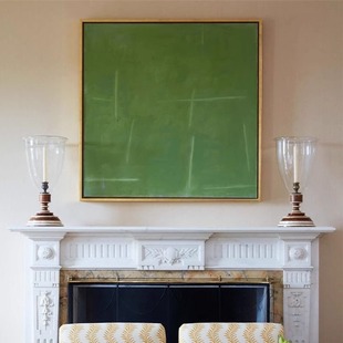 法式中古风客厅餐边柜装饰画高级感绿色系肌理手绘挂画餐厅背景墙