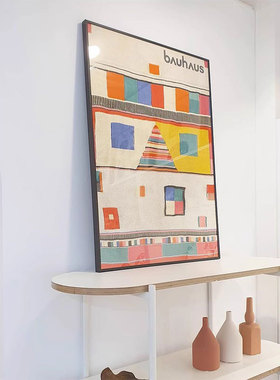 bauhaus包豪斯现代设计经典配色几何复古毛毯家居装饰画海报推