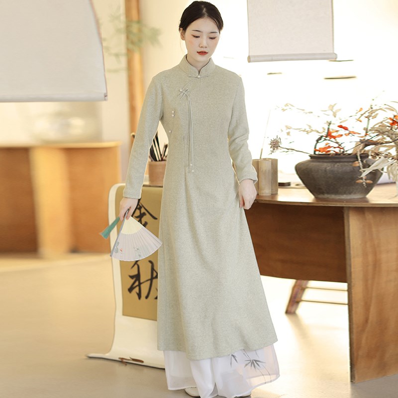 速发茶禅服意文艺中国风旗袍改良新中作连衣裙养生师工式服套装