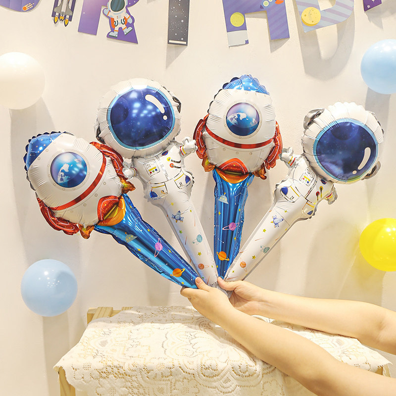 速发太空气题装饰宝持主球棒宝手儿童周岁生日幼儿园派对道具场景