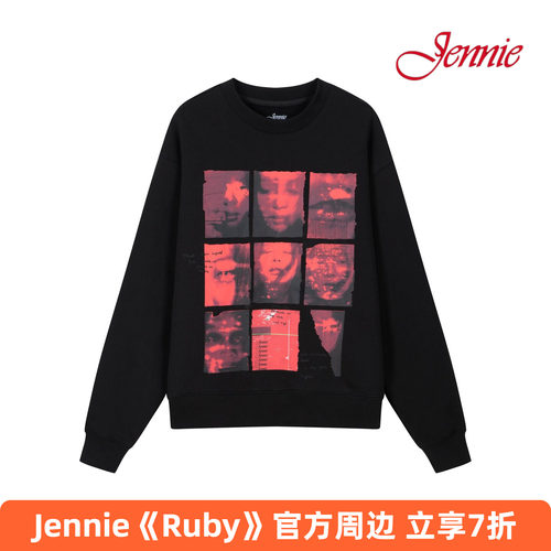 Jennie官方周边九宫格圆领卫衣