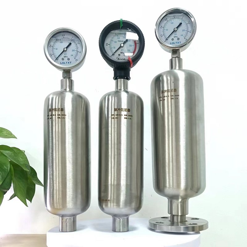 空气脉冲阻尼器 不锈钢法兰/内丝式液体脉动配压力表lgmk-b缓冲器