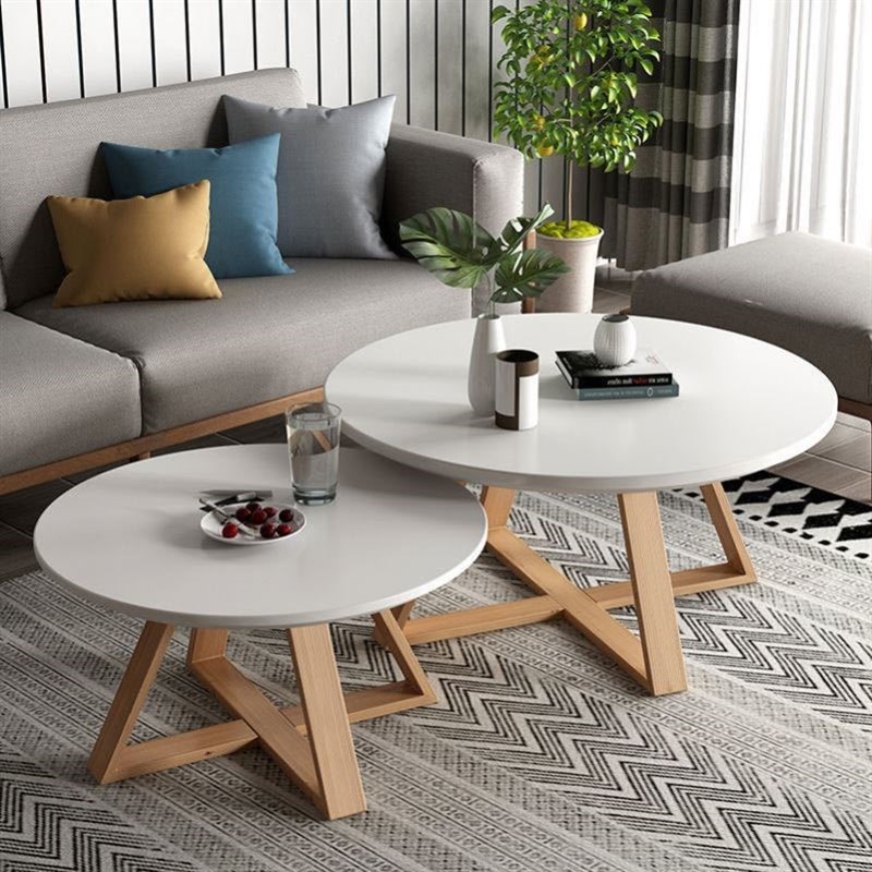 速发茶家简易实木桌茶几小户型小子简约客厅几用卧室小圆桌子