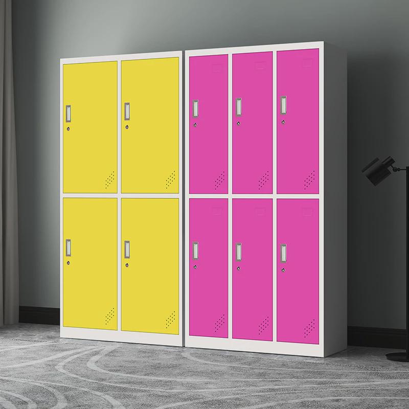 速发彩色员工更衣柜电子感应换存包柜锁衣柜健房身浴室带锁铁皮储