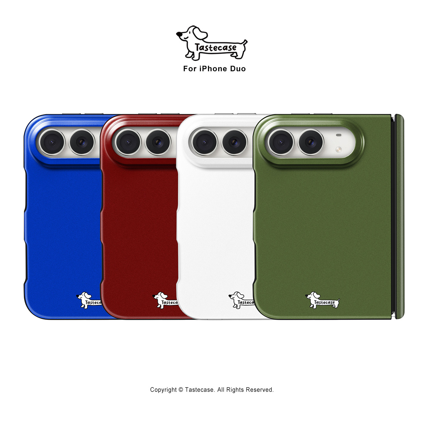 Tastecase高级感纯色腊肠狗磁吸手机壳适用苹果iPhone Duo折叠屏带中轴保护壳新款原创简约可爱小狗手机支架