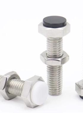 替代米思米USRT12-30/70碳钢外六角黑色聚氨酯止动螺栓型防撞缓冲