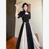 大码夏季新中式改良旗袍连衣裙微设计感显瘦遮肚风裙子女，商品下架区，语缦