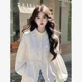 今年流行漂亮小衫独特设计感减龄洋气白色蕾丝拼接衬衫，商品下架区，凯文服饰