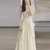 小个子法式初恋温柔风雪纺连衣裙子小众设计收腰显瘦长裙女装夏季，商品下架区，凯文服饰