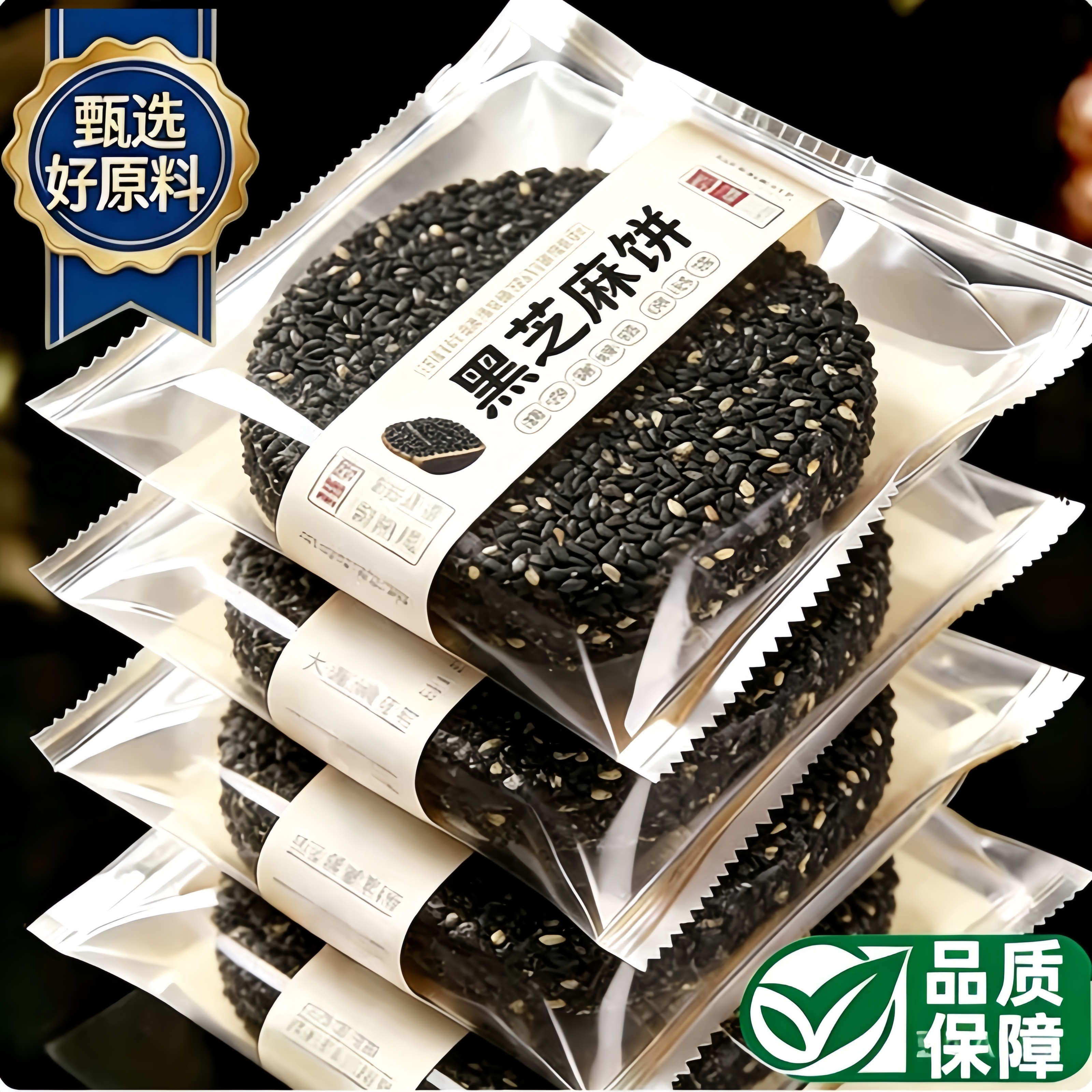 正宗黑芝麻饼无添加蔗糖高钙五黑薄脆饼干孕妇儿童老人零食糕点心