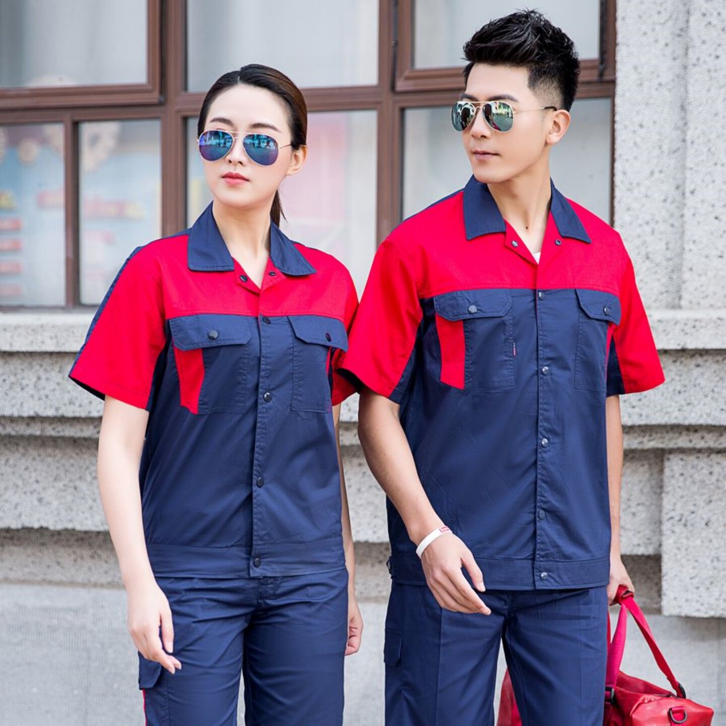 夏季薄款长短袖全棉工作服套装男阻燃电力电工电焊服纯棉透气工服