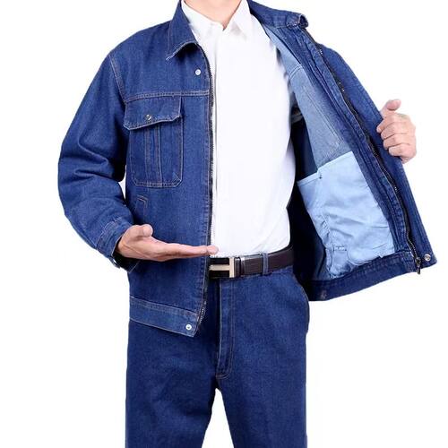 牛仔工作服套装男加厚耐