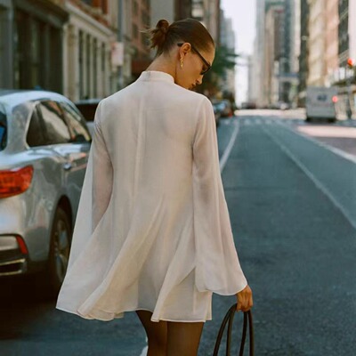 喇叭袖连衣裙优雅气质打底裙