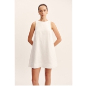 posse2025春夏新款 无袖 a字连衣裙遮肚子显瘦极简船领背心短裙