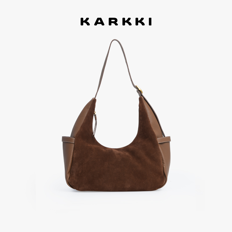 KARKKI/个奇麂皮绒托特包女大容量通勤单肩包斜挎手提HOBO腋下包