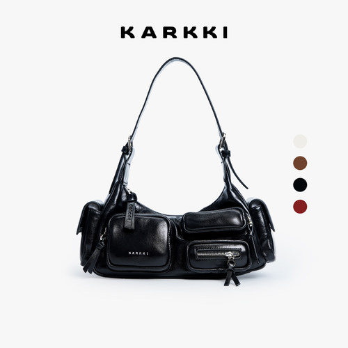 KARKKI/个奇头层牛皮口袋机车包