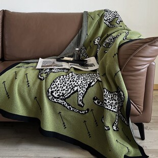 速发复床绿色客厅单人椅子小发毯盖毯午睡毯子办公室沙毛毯古尾