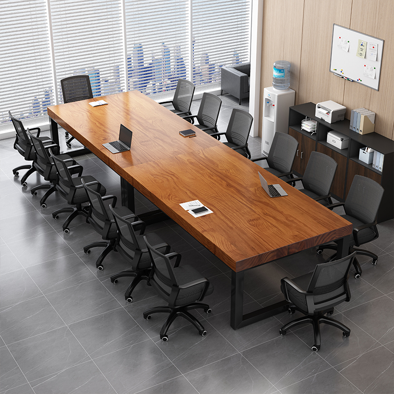 速发会议桌办公室方板桌形作台长大工6/8人办公室洽谈桌工作电脑