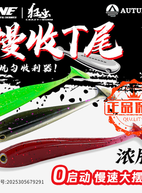 EWE美夏狂虫慢收T尾软饵软虫路亚饵黑坑鳜鱼鲈鱼翘嘴专杀假饵鱼饵
