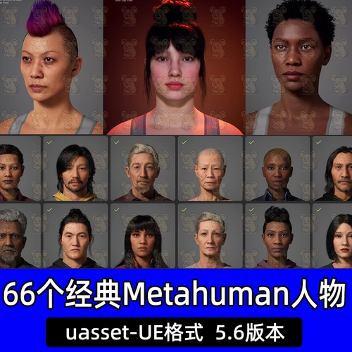 UE5虚幻人物合集66个经典Metahuman人物角色3D建模UE5.6虚幻5