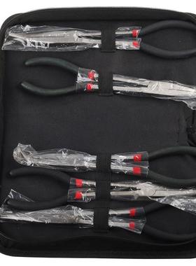 11寸5PCS加长柄尖嘴钳套装尖钳45度90度弯头弯嘴长嘴钳子O型夹持