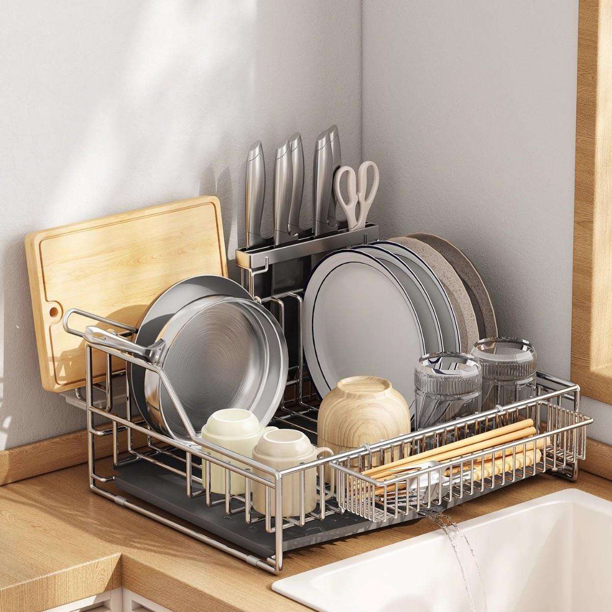 304不锈钢厨房碗碟架水池边置物碗筷碗盘子收纳架沥水架晾碗水槽