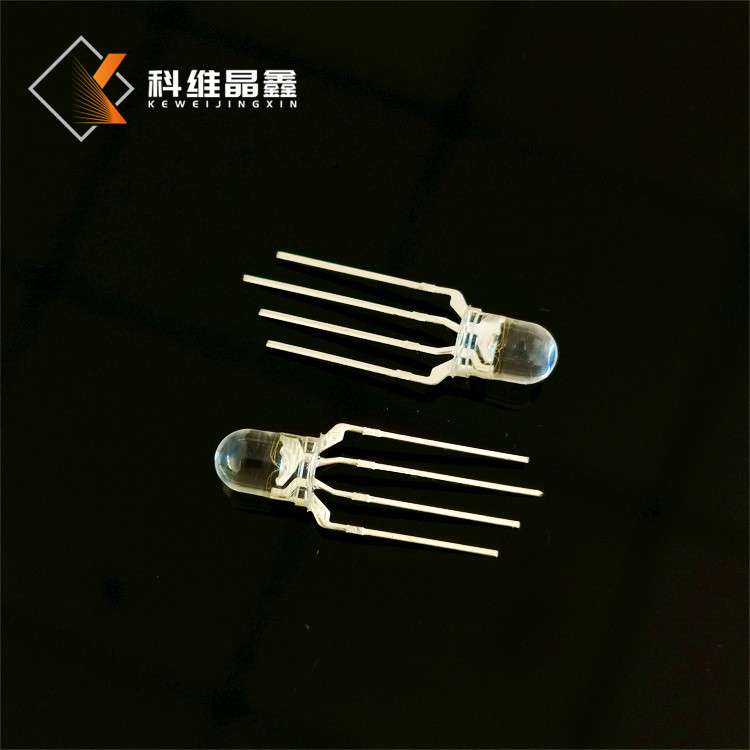 F5圆头全彩发光管  5mm四脚三色RGB异形灯珠 脚距2.54