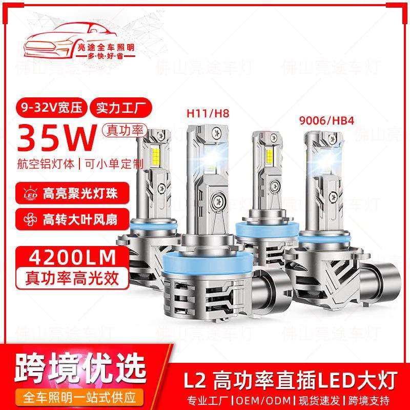 Amazon亚马逊爆款35W高功率1:1汽车LED大灯H11 H8 9006 HB4前照灯