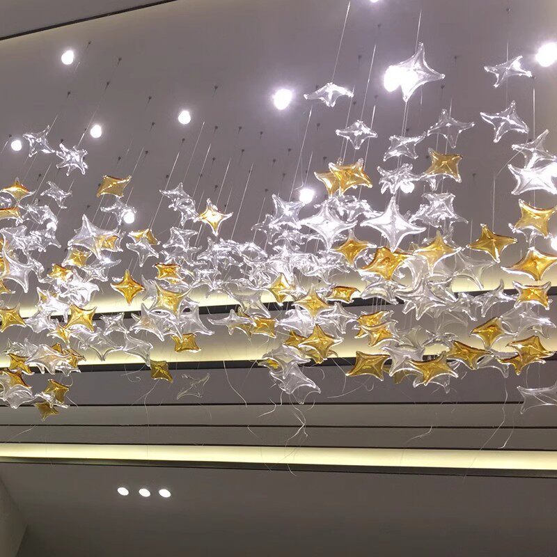 天亨海星四角星创意天花装饰吊灯商场酒店酒吧售楼部空中琉璃吊饰