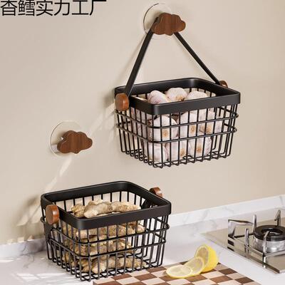 厨房葱姜蒜收纳筐壁挂装蒜收纳篮多功能生姜放鸡蛋台面置物架篮子