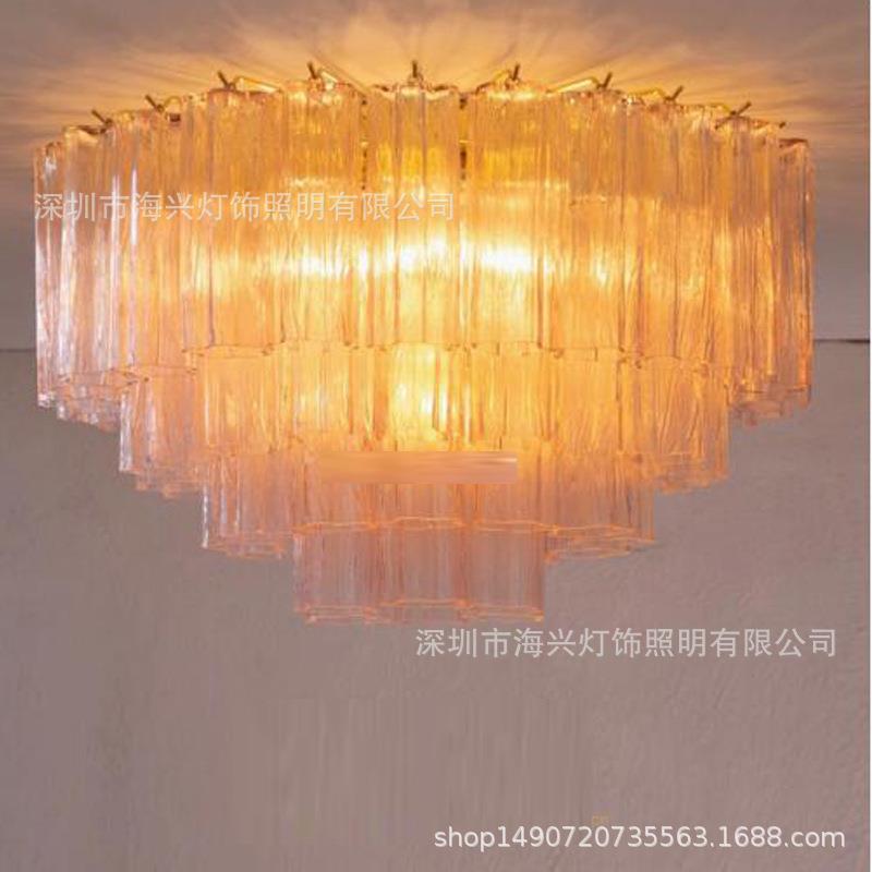 穆拉诺粉色新款客厅灯复古卧室灯法式中古风别墅餐厅设计师灯具