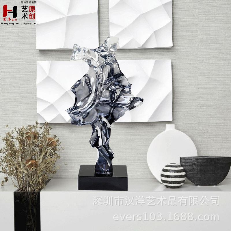 新款太湖石样板房摆件电视柜透明装饰品创意抽象家居雕塑艺术品