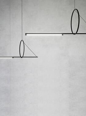 北欧现代极简几何线条客厅餐厅吊灯设计师样板房别墅LED个性吊灯