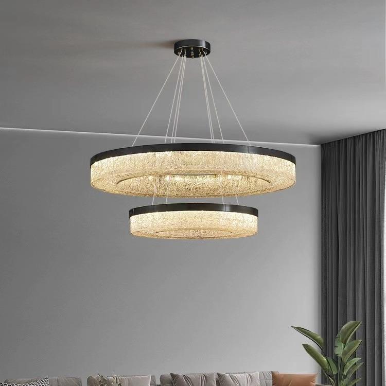 现代简约客厅圈圈吊灯高端轻奢别墅大厅灯后现代简约餐厅全铜灯具