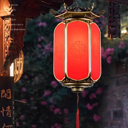 室外庭院花园宫廷凉亭连廊别墅大门口新中式户外仿古灯笼防水吊灯