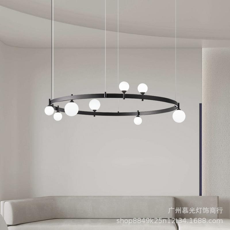 意式极简客厅吊灯现代简约环形餐厅吧台灯具设计师款创意玻璃球灯