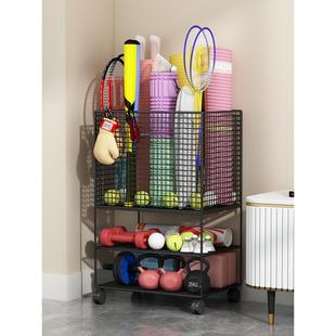 收纳筐健身器材运动器械收纳篮框带轮放收纳箱可移动收纳柜