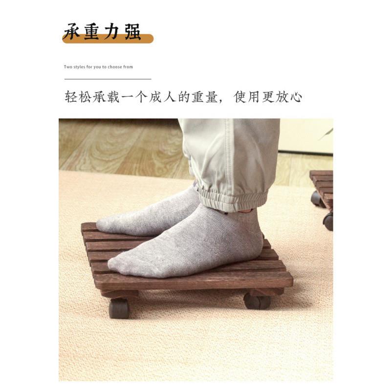 实木移动花盆托盘底座万向轮家用方花盘带接水盘盆景盆栽植物架子