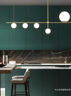 法式奶油风餐厅吊灯现代简约全铜北欧创意个性大气led吧台吊灯具