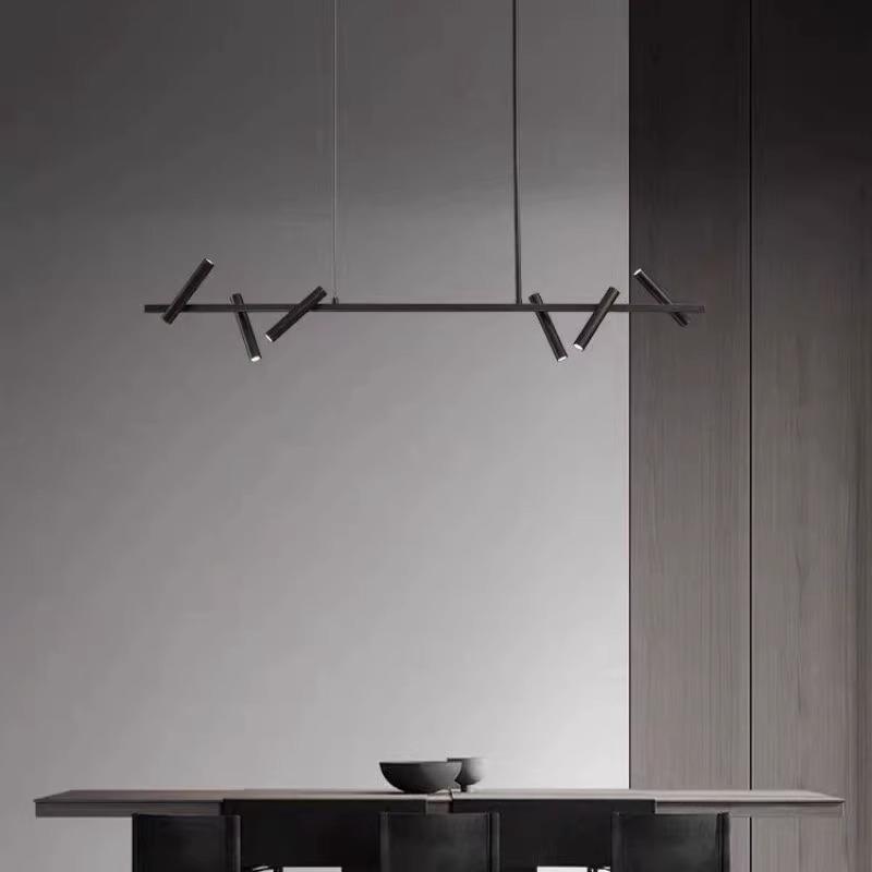 轻奢风客厅灯一字长条餐厅吊灯北欧现代简约设计师圆环样板房灯具