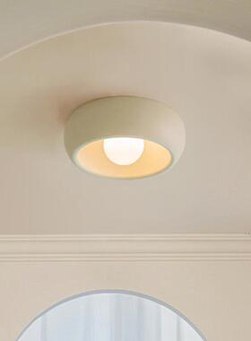 中古奶油风过道走廊灯现代简约圆形LED阳台灯创意入户玄关吸顶灯