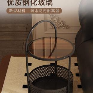 家用客厅网红小圆桌简易可移动带轮推车小型茶几沙发边几床头桌