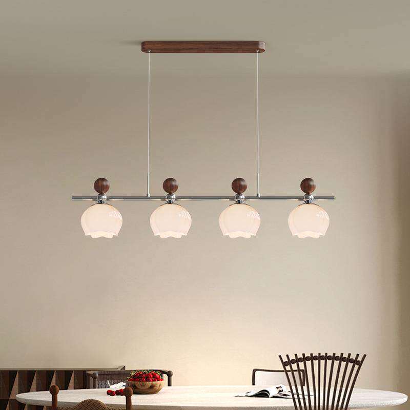 中古风餐厅吊灯复古玻璃吧台个性设计师餐桌灯法式卧室灯花苞灯具