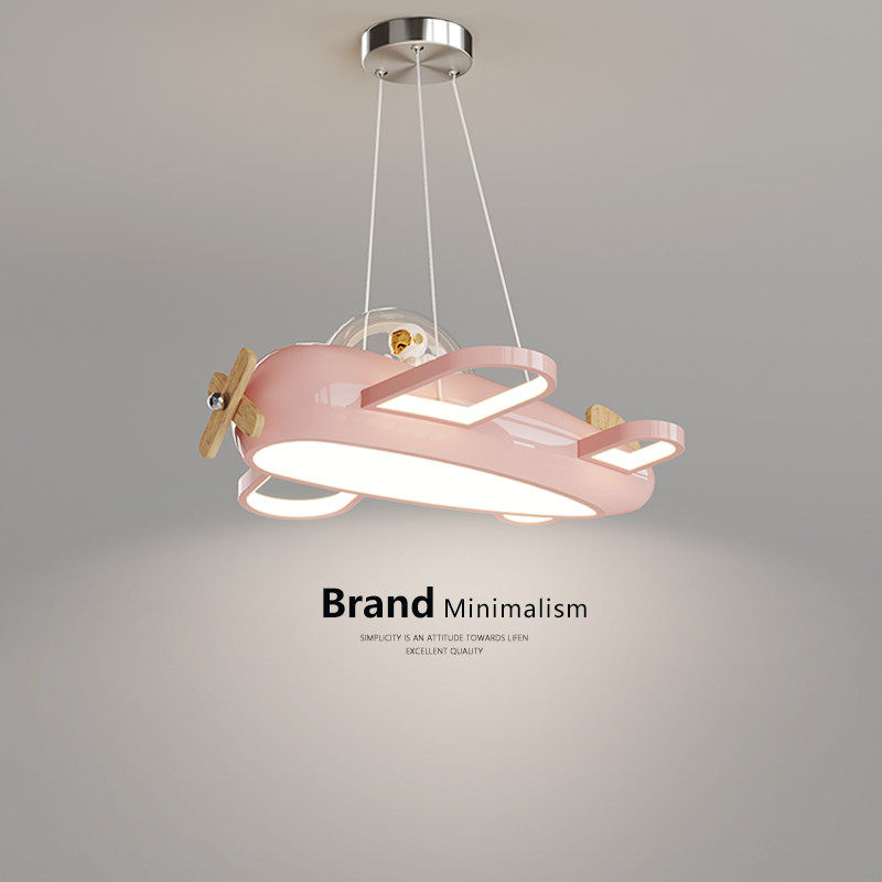 儿童房吊灯男孩女孩创意卡通飞机灯公主房间灯奶油风护眼卧室吊灯