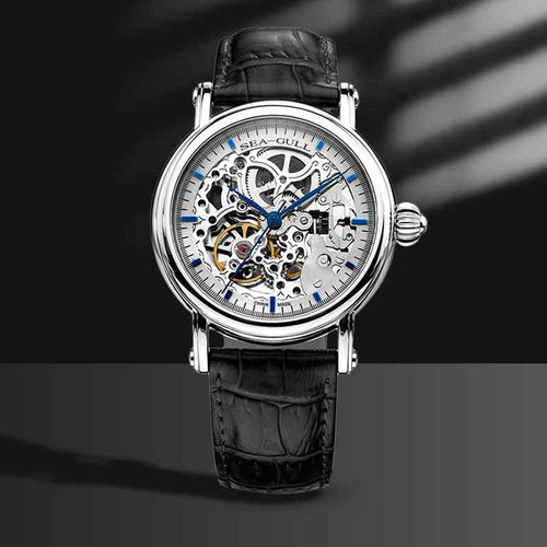 海鸥表官方正品镂空皮带男女情侣对表品牌自动机械腕手表M182SK